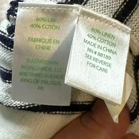 Lilly Pulitzer Cold Shoulder Linen Cotton Striped SweaterSize: S/M - Picture 7 of 7